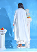 Monica Powder Blue Asymmetric Cotton Top with Cascading Train