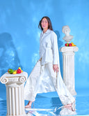 Monica Powder Blue Asymmetric Cotton Top with Cascading Train