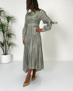 Metallic light green a symmetrical dress