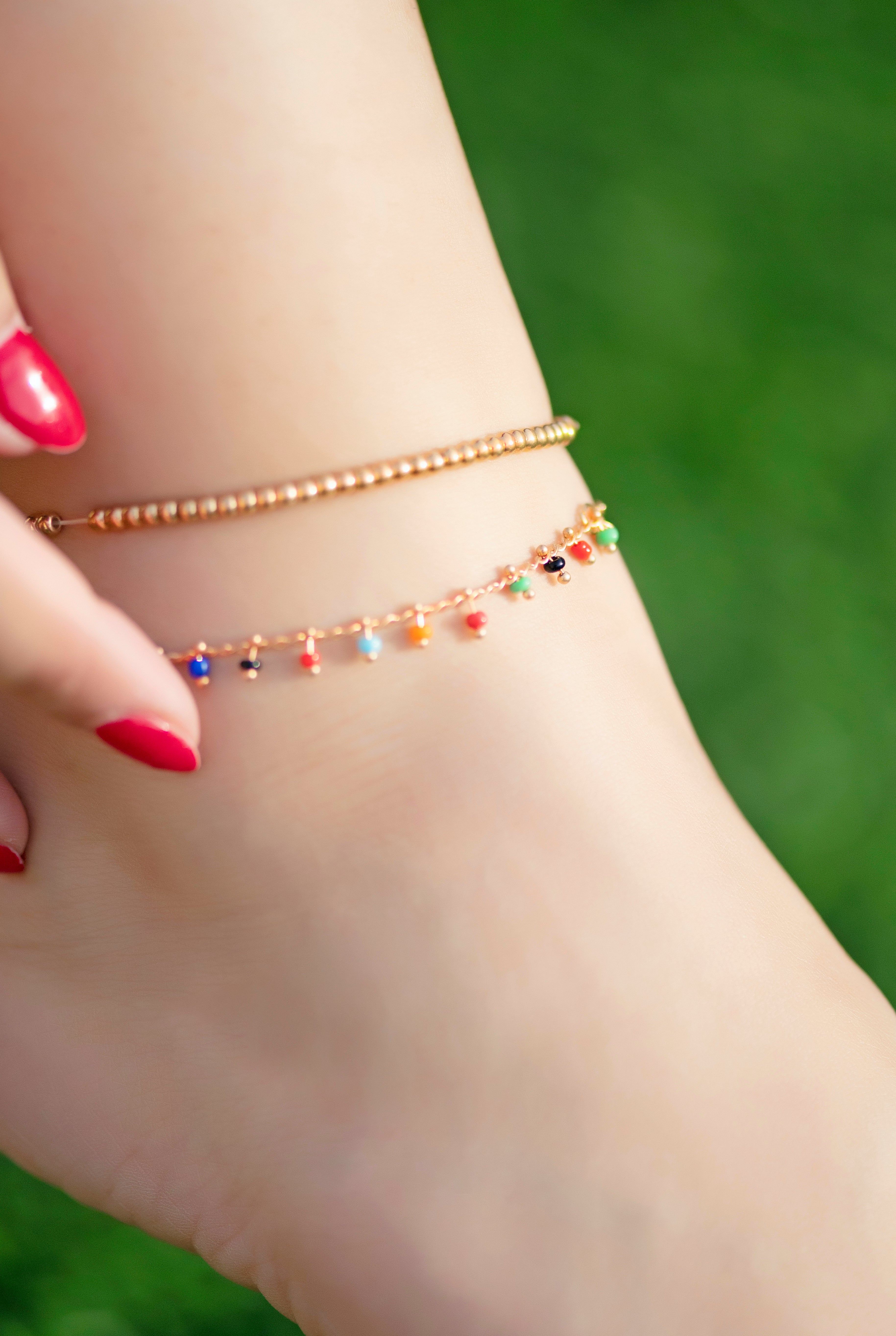 Gold and colorful Anklets set