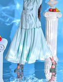 Linda Tiffany Blue cotton Maxi Skirt