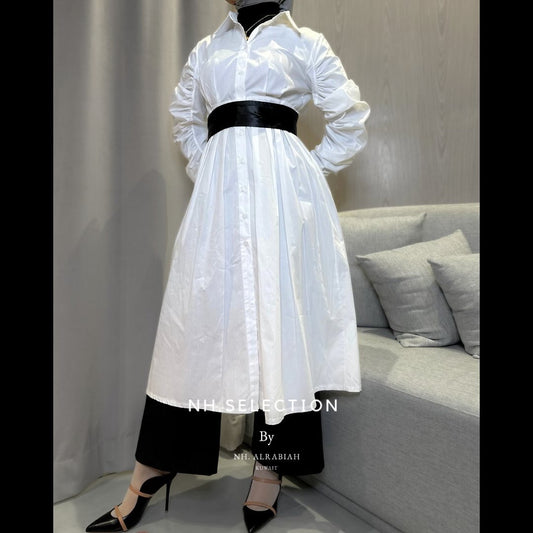 Maxi White Dress with belt