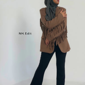 Brown blazer with fringes