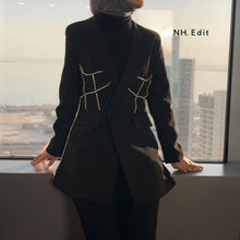 Load image into Gallery viewer, Black blazer with rhinestones
