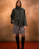Gray stripe jacket with scarf