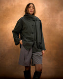 Gray stripe jacket with scarf