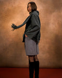 Gray stripe jacket with scarf