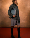 Gray stripe jacket with scarf