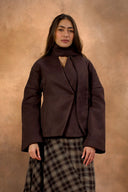 Black Felt Jacket with Skinny Scarf