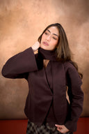 Black Felt Jacket with Skinny Scarf