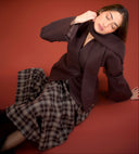 Black Felt Jacket with Skinny Scarf