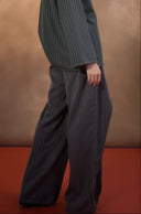 Pinstripe Wrap Wide-Leg Pants