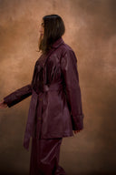 Burgundy Leather Fringe Jacket