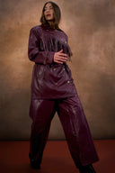 Burgundy Leather Fringe Jacket