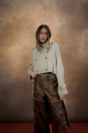 Cropped High-Low Trench Coat