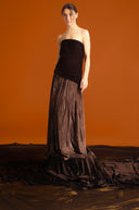 Sculpted Strapless Brown Kaftan