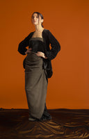 Draped Velvet Wrap Kaftan