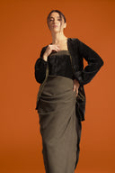 Draped Velvet Wrap Kaftan