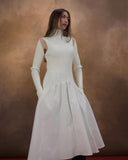 Ivory Knit & Leather Maxi Dress