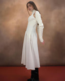 Ivory Knit & Leather Maxi Dress