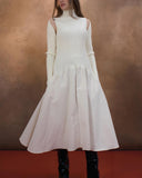 Ivory Knit & Leather Maxi Dress