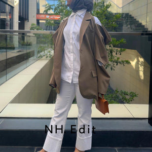 cold shoulder beige blazer