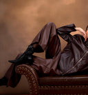 Wide-Leg Leather Pants