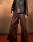 Wide-Leg Leather Pants