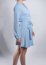 Load image into Gallery viewer, Wrap Sky Blue Dress
