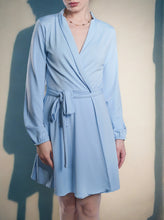 Load image into Gallery viewer, Wrap Sky Blue Dress
