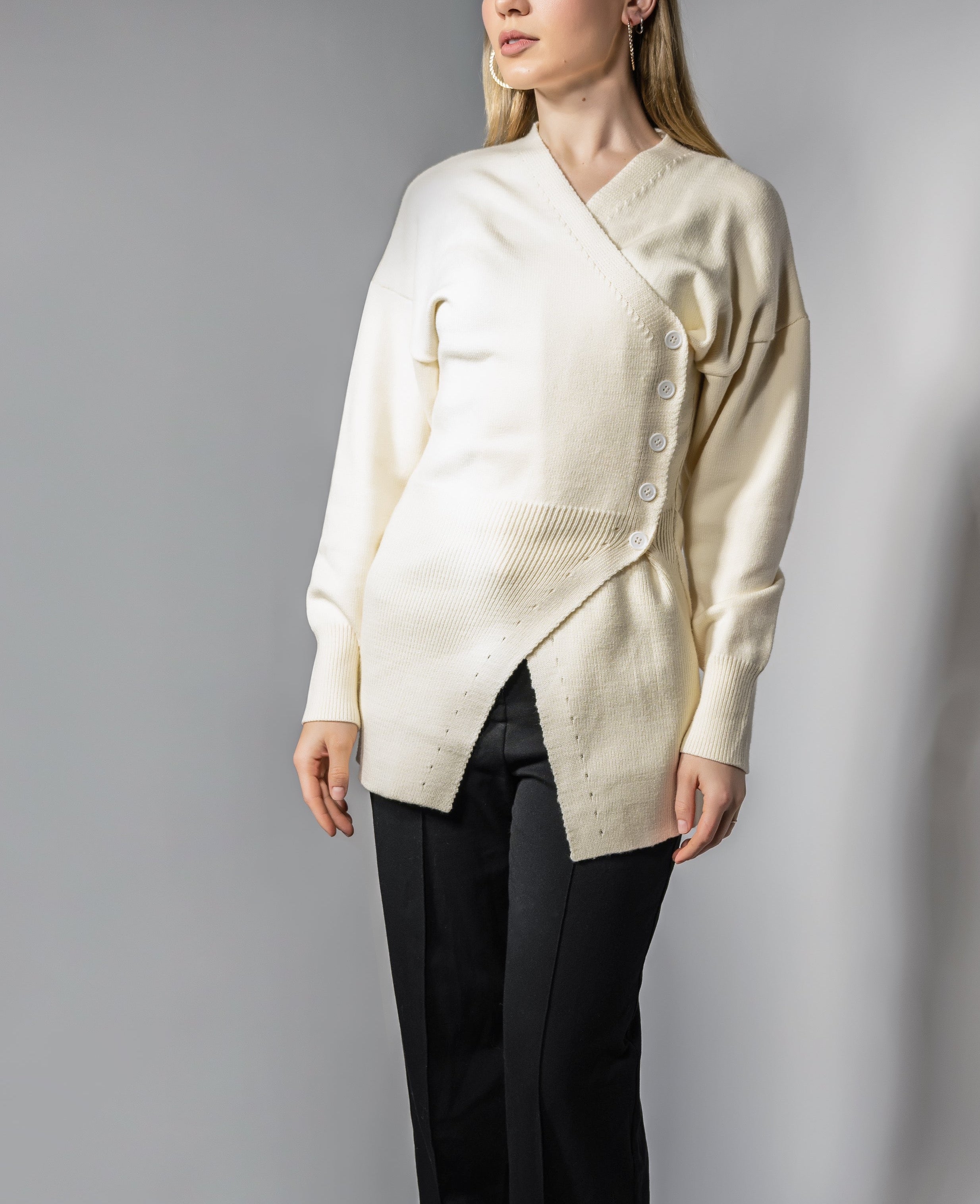Cream Asymmetrical Sweater